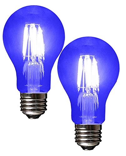 Product Cover SleekLighting LED 4Watt Filament A19 Blue Colored Light Bulbs Dimmable - UL Listed, E26 Base Lightbulb - Energy Saving - Lasts for 25000 Hours - Heavy Duty Glass - 2 Pack