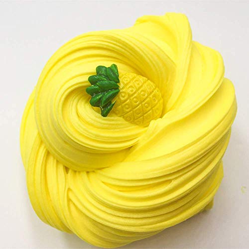 Product Cover Fluffy Slime, Putty Soft Strechy Non-Sticky Candy Yellow Pineapple Charm Butter Slime Supplies Stress Relief DIY Toy for Girls and Boys 7oz