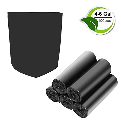 Product Cover 4-6 Gallon Recycled Trash Bags Biodegradable Trash Bags Compostable Garbage bags Recycling bags Degradable Waste basket Liners Bags for Bathroom Kitchen Bedroom Living Room Office (Black, 100 Counts)