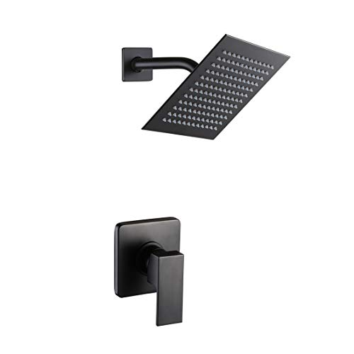 Product Cover POP Matte Black Shower Faucet Set, Bathroom Rainfall Shower System with Stainless Steel Metal Showerhead, Single Function Shower Trim Kit with Rough-in Valve