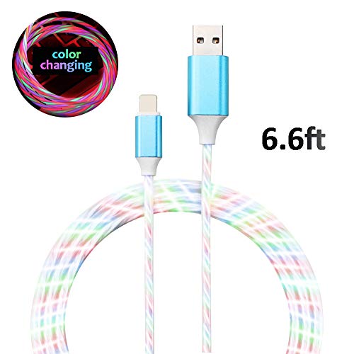 Product Cover LED Charging Cable,6FT Light UP USB Charger Cord with Color Changing Flowing Lights (Color Change Light)