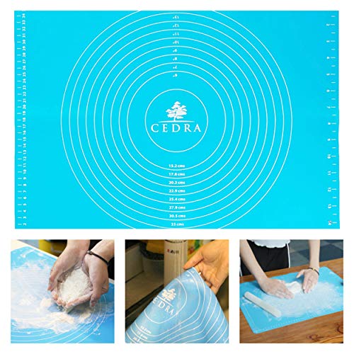 Product Cover Cedra Silicone Baking Mat, Non-Slip Non-Stick Pastry Mat with Measurements, for Rolling Dough, Kneading Fondant, Baking Pad, FDA Approved, Heat Resistant, 19.7