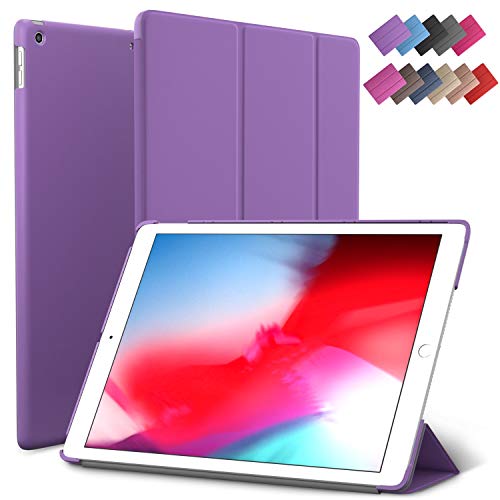 Product Cover iPad Mini 5 case, ROARTZ Purple Slim Fit Smart Rubber Coated Folio Case Hard Cover Light-Weight Wake/Sleep for Apple iPad Mini 5th Generation 2019 Model A2133 A2124 A2126 7.9-inch Display