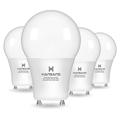 Product Cover A19 LED Bulb Hansang Gu24 Light Bulb Base,9W (100W Equivalent),900 Lumens,5000K Daylight,220 Degree Beam Angle,Gu24 Twist Base,for CFL Upgrade,Non-Dimmable 4 Pack