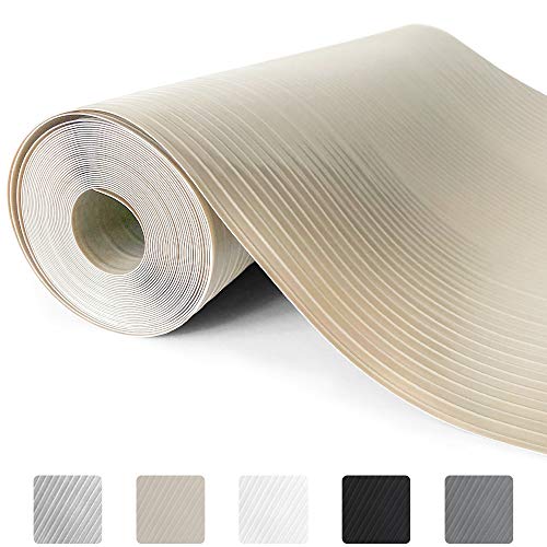 Product Cover Gorilla Grip Ribbed Top Drawer and Shelf Liner, Non Adhesive Roll, 17.5 Inch x 20 FT, Durable and Strong, Grip Liners for Drawers, Shelves, Kitchen Cabinets, Storage and Kitchens, Beige Opaque Ribbed