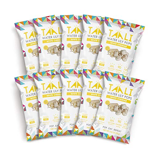 Product Cover Taali White Cheddar Water Lily Pops (10-Pack) - Buttery Rich American Flavor | Protein-Rich Roasted Snack | Non GMO | Individual 0.8 oz Bags