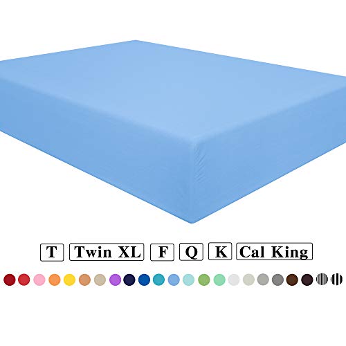 Product Cover NTBAY Microfiber Queen Fitted Sheet, Wrinkle, Fade, Stain Resistant Deep Pocket Bed Sheet, Sky Blue