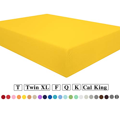Product Cover NTBAY Microfiber King Fitted Sheet, Wrinkle, Fade, Stain Resistant Deep Pocket Bed Sheet, Yellow
