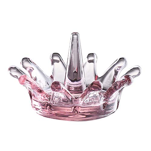 Product Cover Whole Housewares Pink Crown Ring Holder Dia 4.3inch Glass Jewelry Tray