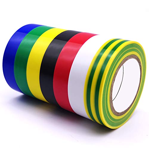 Product Cover Electrical Tape 7 Pack 7 Color, Maveek PVC Strong Adhesive Insulation Tapes, Heat Resistant, Flame Retardant, Waterproof, 0.6inch x 49ft(15mm x 15m)