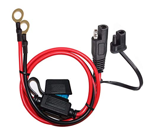 Product Cover YETOR SAE to O Ring Terminal Harness, with 15A Protection Fuse for Safety, 2-Pin Quick Disconnect Plug,SAE Battery Extension Cable with 2FT 10AWG for Motorcycle Cars.