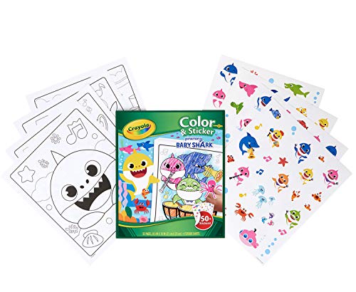 Product Cover Crayola Baby Shark Coloring Pages & Stickers, Gift for Kids, Ages 3, 4, 5, 6