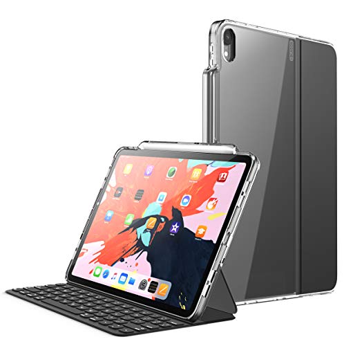 Product Cover i-Blason Halo V2.0 Series Case Designed for iPad Pro 11 Inch Case 2018, [for use ONLY with Smart Keyboard; Compatible with Official Smart Cover] Hybrid Protective Case with Pencil Holder, Clear, 11