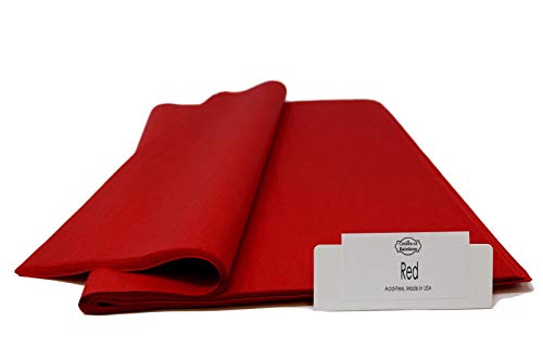Product Cover Red Tissue Paper - 96 Sheets - 15 Inch x 20 Inch - for Gift Bags, Gift Wrapping, Flower, Party Decoration, Pom Poms - Premium Quality Made in United States
