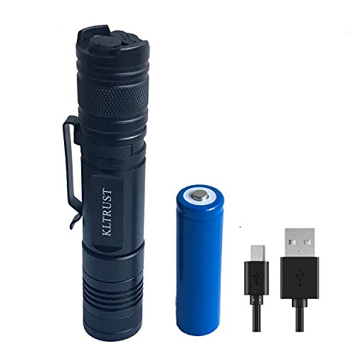Product Cover LED Flashlight - KLTRUST USB Tactical Waterproof Rechargeable Flashlights - Torch 5 Lighting Modes with 18650 Battery