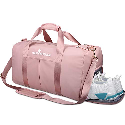 Product Cover Gym Duffle Bag, with Shoe Compartment and Wet Pocket for Women Swim Sports Travel Gym Bag, 19.3 inch (Pink)