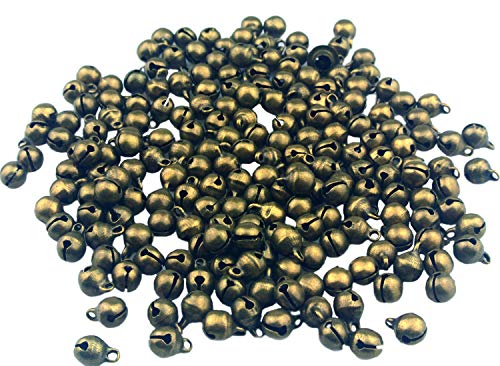 Product Cover Maydahui 200PCS Mini Jingle Bell 1/4 Inches Vintage 6mm Alloy Bronze Color Bead DIY for Sewing Wedding Jewelry Findings and Crafts