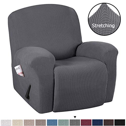 Product Cover H.VERSAILTEX Stretch Recliner Slipcovers 1-Piece Durable Soft High Stretch Jacquard Sofa Furniture Cover Form Fit Stretch Stylish Recliner Cover/Protector (Recliner, Gray)
