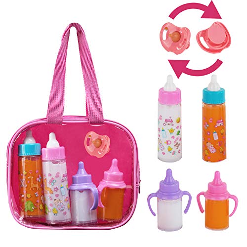 Product Cover FASH N KOLOR My Sweet Baby Disappearing Doll Feeding Set | Baby Care 4 Piece Doll Feeding Set for Toy Stroller | 2 Milk & Juice Bottles with Toy Pacifier for Baby Doll