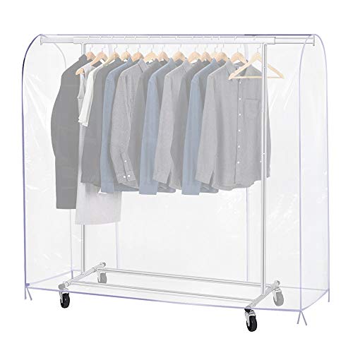 Product Cover Growson Garment Rack Cover,6Ft Transparent Dustproof Clothes Cover with 2 Durable Full-Length Zippers, Waterproof Cover for Clothing Hanging Rack(71x20x42 inch)