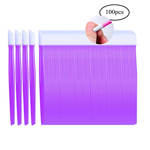 Product Cover Laza 100 Pcs Plastic Nail Art Tool Handle Tipped Rubber Cuticle Pusher and Nail Cleaner - Purple