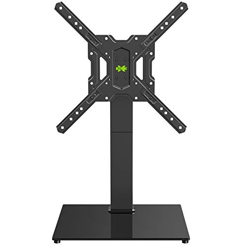 Product Cover USX MOUNT TV Base with Swivel Mount for 26-55 Inch LCD LED Flat Screen TVs, Tabletop TV Stand with Tempered Glass Base, Height Adjustable, Including Cable Management