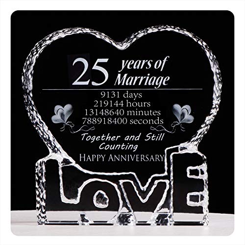 Product Cover YWHL 25 Year Marriage 25th Wedding Anniversary Crystal Paperweight Keepsake Gifts