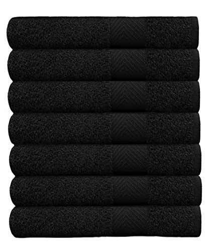 Product Cover COTTON CRAFT - 7 Pack Black Color Bath Towels - 100% Ringspun Cotton - 27x52 - Light Weight 450 Grams - Quick Drying and Highly Absorbent- Ideal for Daily Use