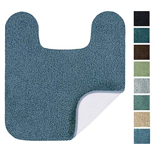 Product Cover Maples Rugs Softec Non Slip Washable & Quick Dry Contour Toilet Rugs [Made in USA], U-Shaped, Light Blue