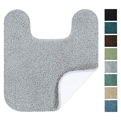 Product Cover Maples Rugs Softec Non Slip Washable & Quick Dry Contour Toilet Rugs [Made in USA], U-Shaped, Grey