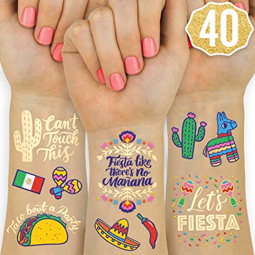 Product Cover xo, Fetti Fiesta Party Supplies Metallic Tattoos - 40 styles | Cinco De Mayo Decorations, Final Fiesta Bachelorette + Mexican Decor