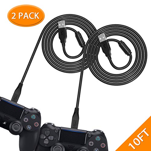 Product Cover 6amLifestyle PS4 Controller Charging Cable 2 Pack / 10FT, Charge and Play, Micro USB Charger High Speed Data Sync Cord for Sony Playstation 4 PS4 Slim/Pro Controller, Xbox One S/X Controller, Android
