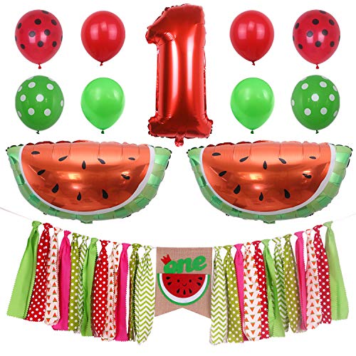 Product Cover ONINIT Watermelon Baby Boy Girls 1st Birthday Party Decorations,One in Melon Best for Summer Picnic First Birthday Party Photo Props, High Chair Banner Foil Balloon and Latex Balloons
