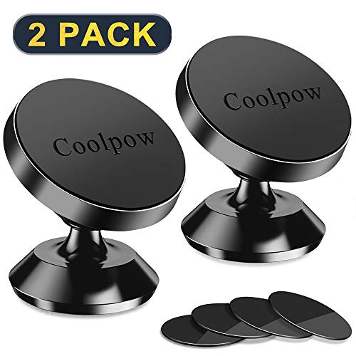 Product Cover [ 2 Pack ] Magnetic Phone Mount, [ Super Strong Magnet ] [ with 4 Metal Plate ] car Magnetic Phone Holder, [ 360° Rotation ] Universal Dashboard car Mount Fits iPhone Samsung etc Most Smartphones
