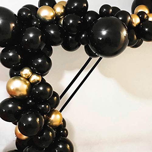 Product Cover PartyWoo Black and Gold Balloons, 60 pcs Gold and Black Balloons, Gold Metallic Balloons, Black Party Balloons for Black and Gold Party Decorations, Hollywood Party Decorations, 70s Party Decorations