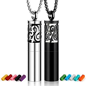 Product Cover Maromalife 2 Pack Aromatherapy 316 L Stainless Steel Container 2-1 Pressure Relief Essential Oil Diffuser Whistle Pendant Locket Necklace with 20 Felt Pads