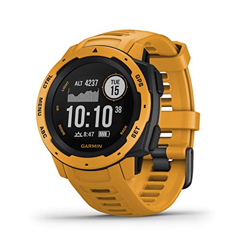 Product Cover Garmin Instinct, Rugged Outdoor Watch with GPS, Features GLONASS and Galileo, Heart Rate Monitoring and 3-axis Compass, Sunburst Yellow