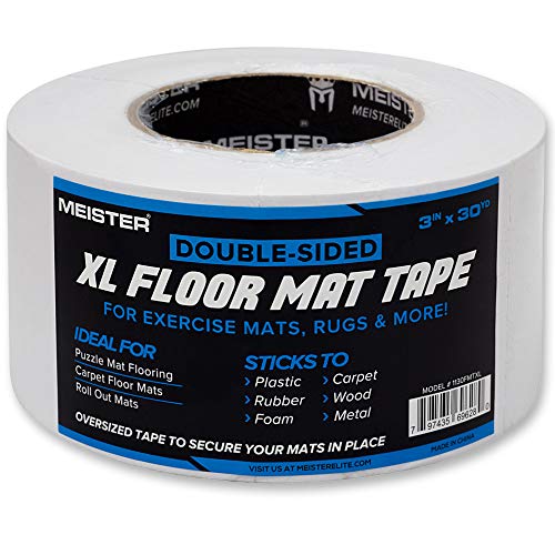 Product Cover Meister Double-Sided XL Floor Mat Tape - Secures Exercise Mats & Rugs in Place
