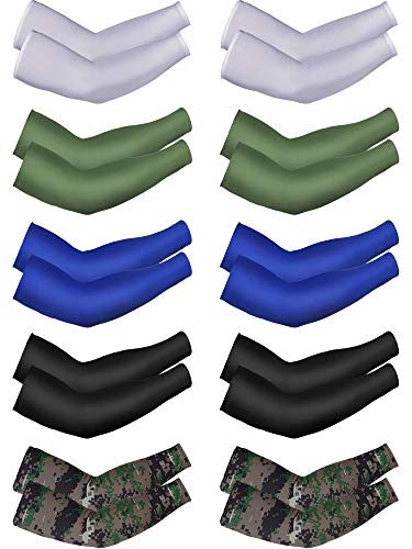 Product Cover Mudder Unisex UV Protection Arm Sleeves Cooling Arm Sleeves Ice Silk Arm Cover Sleeves for Cycling Jogging Outdoors Wearing (Color Set 5)