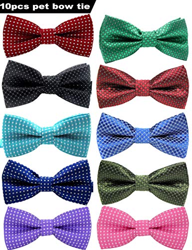 Product Cover VICTHY Pet Bow Tie, Colorful Polka Dots Adorable Collar Butterfly Knot Puppy Adjustable Bow Ties for Dogs/Cats/Other Pets