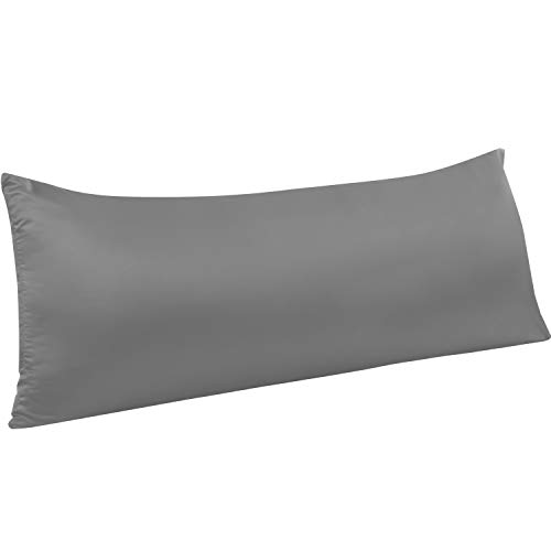 Product Cover NTBAY Satin Body Pillow Cover, Body Pillowcases with Zipper Closure, Silky Soft and Luxury, for Adults Pregnant, Dark Grey 20
