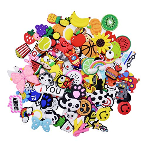 Product Cover XHAOYEAHX 100pcs Different Shape Shoes Charms Fits for Clog Shoes Decorations Wristband Bracelet Party Gift