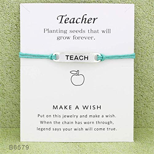 Product Cover Eleusine Teach Blessing Card Bracelet Jewelry Inspirational Wish Card Wish Bracelet for Teacher'S Day Light Green B6579