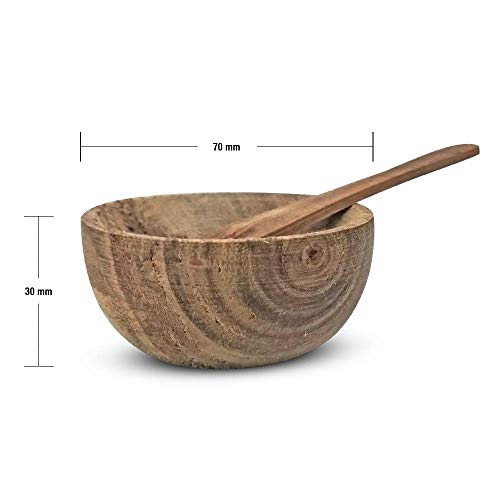 Product Cover Bella Vita Organic Wooden Face Pack Mixing Bowl with 2 Applicator Spatulas Not Brush for Face Mask, Powder, Multani Mitti, Aztec Indian Healing Clay and facials