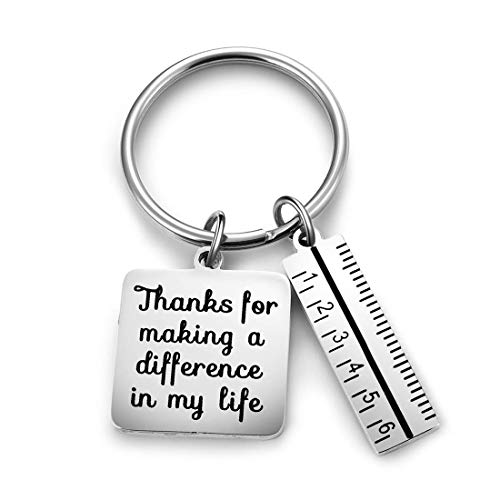 Product Cover XGAKWD Teacher Appreciation Gift Keychain - Thanks for Making a Difference in My Life Teacher Key Chain for Women Men, Birthday Graduation Christmas Gifts for Teachers (Ruler)