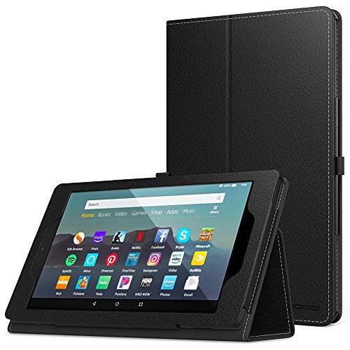 Product Cover MoKo Case Fits Kindle Fire 7 Tablet (9th Generation, 2019 Release), Premium PU Leather Slim Folding Stand Shell Multiple Viewing Angles Cover with Auto Wake/Sleep - Black