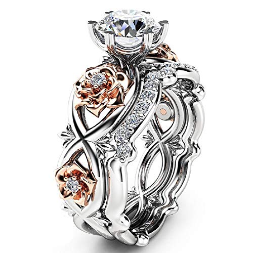 Product Cover  Orcbee  _New Women Silver Filed White Wedding Engagement Floral Ring Set