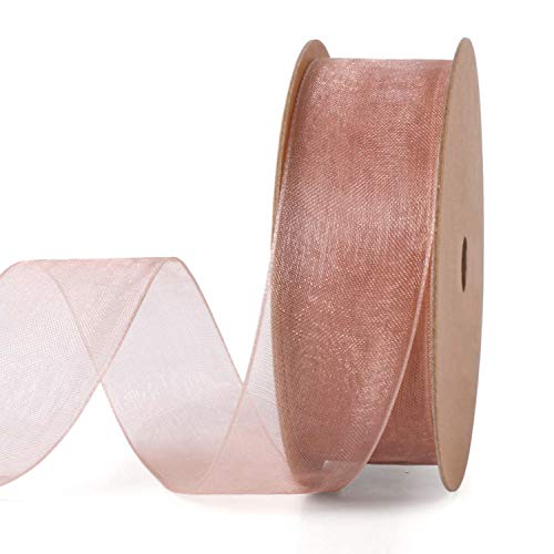 Product Cover LaRibbons 1 Inch Sheer Organza Ribbon - 25 Yards for Gift Wrappping, Bouquet Wrapping, Decoration, Craft - Rose