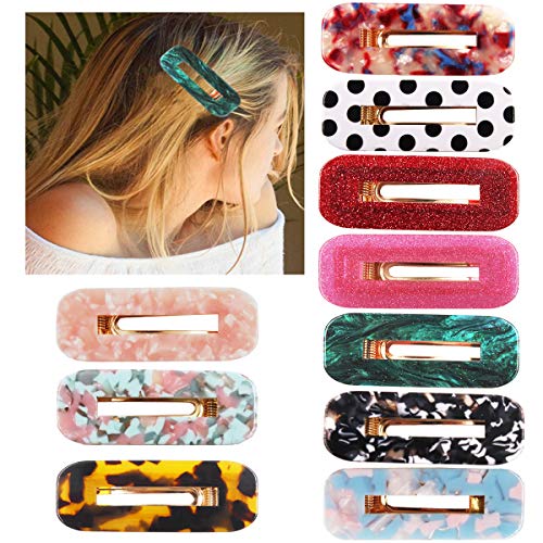 Product Cover 10PCS Acrylic Hair Clips Glitter Hair Barrettes Fashion Leopard Print Hairpins Vintage Fashion Hair Accessories for Lady Women(Gold Duckbill Clips)