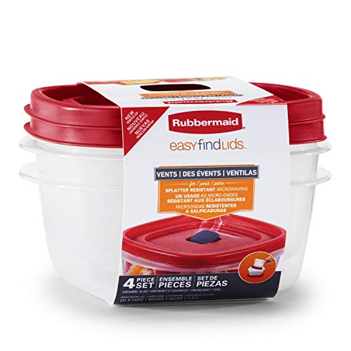Product Cover Rubbermaid Easy Find Lids 5-Cup Food Storage and Organization Containers and Lids, 2-Pack, Racer Red,